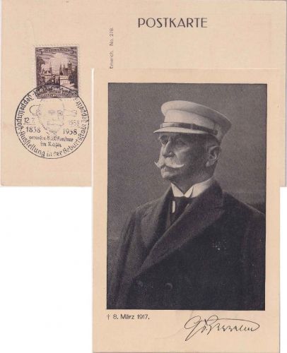 DR - Konstanz 1938 SST Zeppelinpost-Ausstellung sw- Portraitkarte Graf Zeppelin