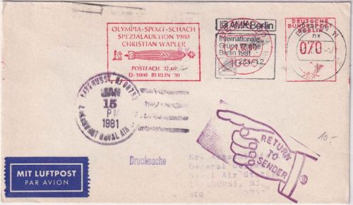 Berlin - 70 Pfg. AFS Wapler Auktion Olympia Sport Schach Lupo-Drucksache 1981