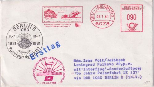 BRD - Neu-Isenburg 1981 Zuleitungspost Interflug 50 J. Polarfahrt LZ 127