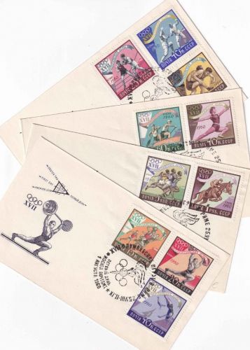 UdSSR - Sommerolympiade Rom Satz/4 Schmuck-FDC ESST Moskau 1.8.1960
