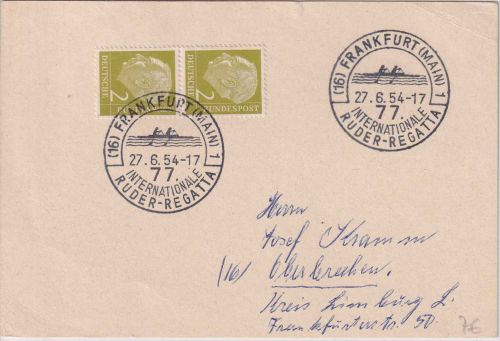 BRD - Frankfurt a/M. 1954 SST 77. Int. Ruder-Regatta Drucksachenkarte