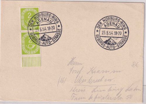 BRD - Adenau 1954 Der Nürburg-Ring Gebirgs-Auto-Straße Drucksachenkarte