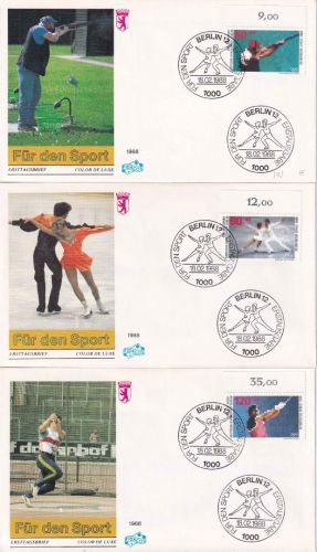 Berlin - Sporthilfe Satz/Oberrand 3 Schmuck-FDC ESST Berlin 18.2.1988
