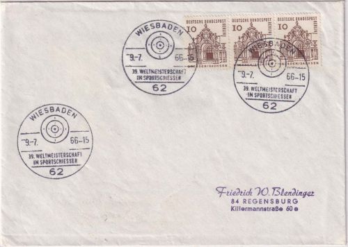 BRD - Wiesbaden 1966 39. WM im Sportschießen SST Drucksache n. Regensburg