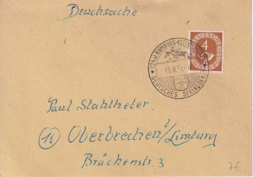 BRD - Hamburg-Grossflottbek 1951 SST Deutsches Springerderby Drucksachenkarte