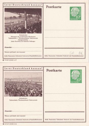 BRD - 10 Pfg. Heuss 2 Bildganzsachen 2 versch. Bilder Gelsenkirchen Trabrennbahn