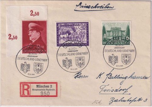 DR - München 1941 SST Boxen Länderkampf Deutschland/Dänemark Einschreibebrief