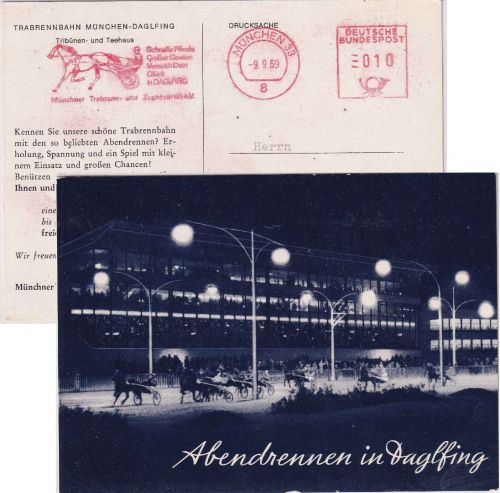 BRD - München 33 9.9.69 10 Pfg. AFS "Münchner Trabrenn- u. Zuchtverein" Karte
