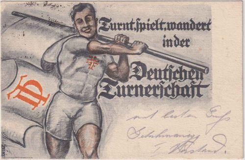 DR - Deutsche Turnerschaft Künstler-Werbekarte gelaufen Konstanz 1923