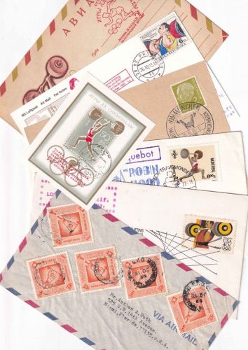 BRD/Europa - Sport Gewichtsheben 6 Belege + 1 Blockausgabe ex 1955/1993