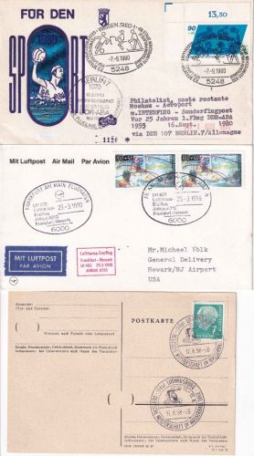 BRD/Berlin - Sport Wasserball 3 Belege 1958/1990