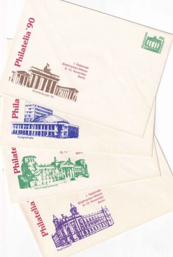 DDR/VGO - 50 Pfg. Bauwerke Privatganzsache/Brief 4 versch. Bilder Berlin 1990