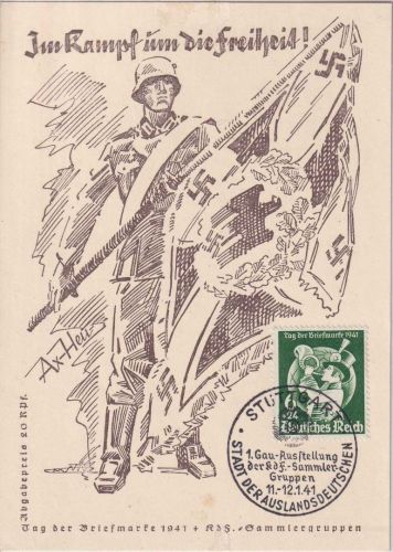 DR - Stuttgart 1941 Tag der Briefmarke Sonderkarte m. SST 1. Gau-Ausstellung