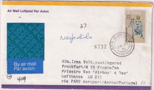 Guyana - 3 $ Briefmarken-Druckmaschine Luftpostbrief Georgetown 1979