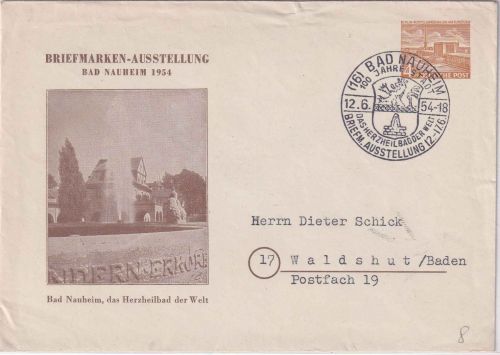 Berlin - 4 Pfg. Bauwerke Privatganzsache Briefmarkenausstellung SST Bad Nauheim