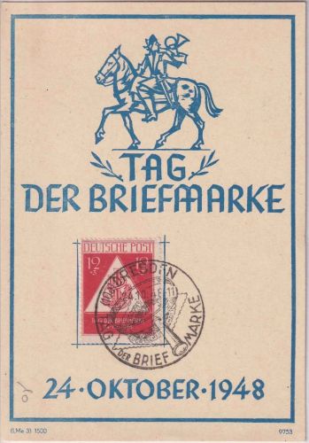 SBZ - 12 Pfg. Tag der Briefmarke Sonderkarte SST Dresden 24.10.48