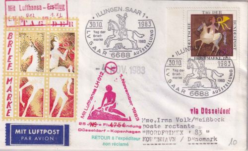 BRD - Illingen (Saar) 1983 Tag der Briefmarke LH-Erstflug Düsseldorf/Kopenhagen