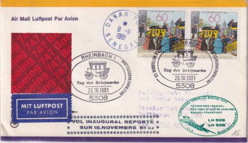 BRD - Rheinbach 1981 Tag der Briefmarke Lufthansa-Erstflug FFM/Dakar
