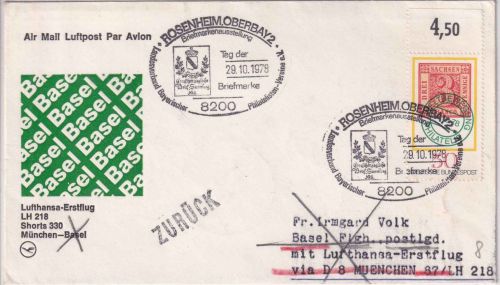 BRD - Rosenheim 1978 Tag der Briefmarke Lufthansa-Erstflug München/Basel