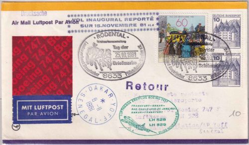 BRD - Rödental 1981 Tag der Briefmarke Lufthansa-Erstflug Dakar/Sao Paulo