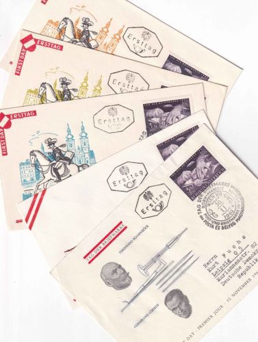 Österreich - Tag der Briefmarke 1962 5 versch. Schmuck-FDC/2 versch. ESST