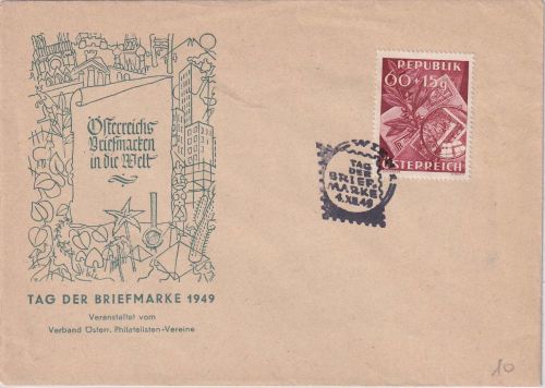 Österreich - Tag der Briefmarke 1949 Schmuck-FDC ESST Wien 4.12.49