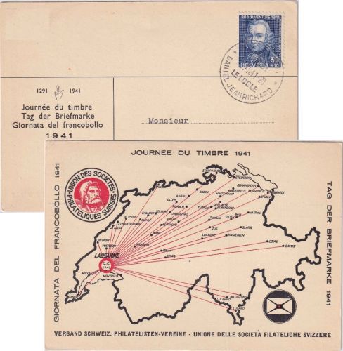 Schweiz - Tag der Briefmarke 1941 Sonderkarte SST Le Locle