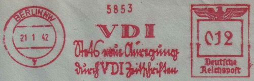 DR - Berlin NW7 1942 12 Pfg. AFS "VDI Zeitschriften" Fensterkuvert