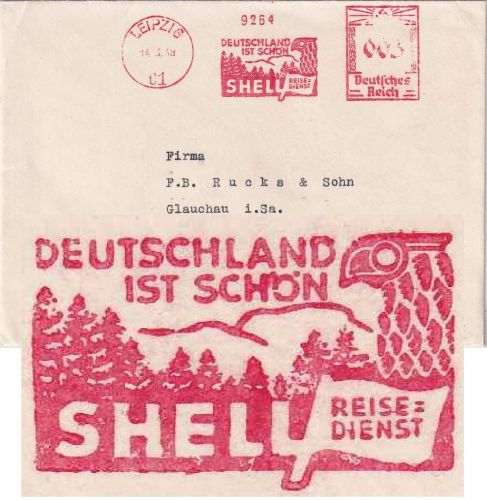 DR - Leipzig 61 1938 3 Pfg. AFS "Shell Reisedienst" Drucksachenbrief n. Glauchau