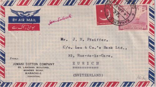 Pakistan - 12 A. Erdgasförderung u.a. Luftpostbrief Karachi - Zürich 1960