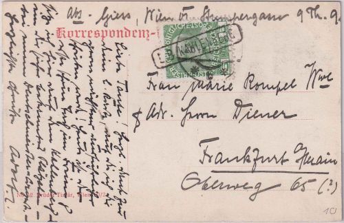 Österreich - L.B.Kahlenberg Postablage-Ra1 AK Kahlenberg n. FFM 1909
