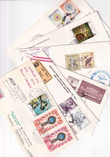 Österreich/Libanon/Türkei - AUA Erstflug Wien/Beirut 6 versch. Belege 1971