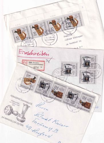 DDR - Historische Telefone 1989 3 Briefe Erlbach/Dresden/Coswig