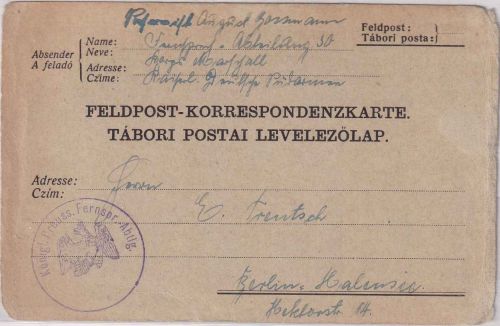 DR - Königl. Preuss. Fernspr..-Abtlg. Feldpostkarte (Südarmee) - Berlin (1917)