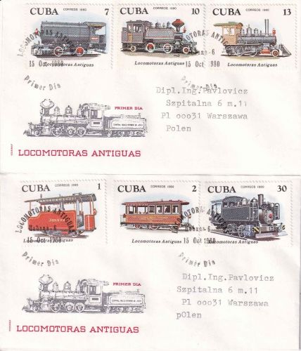 Cuba - Histor. Lokomotiven Satz/2 Schmuck-FDC ESST Habana 15.10.1980