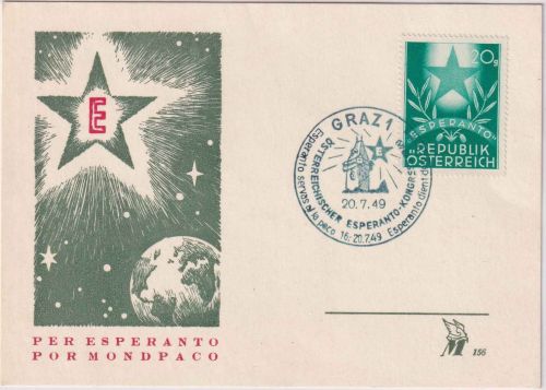 Österreich - 20g Esperanto-Kongress Schmuckkarte SST Graz 20.7.49