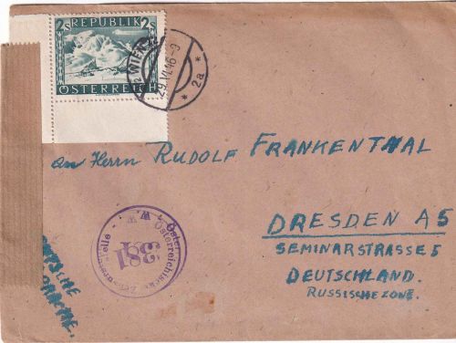 Österreich - 2 S. Landschaften Bogenecke Zensurbrief Wien - Dresden 1946