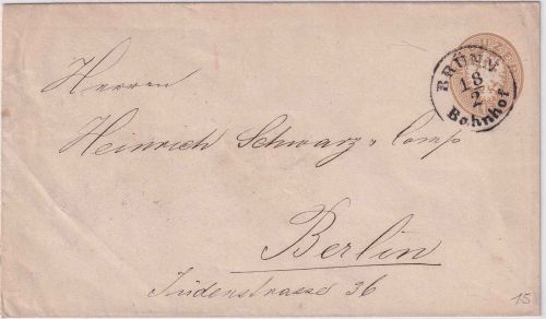 Österreich - 15 Kr. Adler Ganzsache/Brief K1 Brünn Bahnhof 18/2 - Berlin