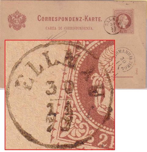 Österreich - Elmau 30/11 77 kl. Fingerhut-K1 2 Kr. Ganzsache n. Alzey