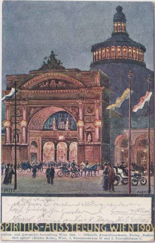 Österreich - Wien Spiritus-u. Automobil Ausstellung 1904 farb. Künstler-AK