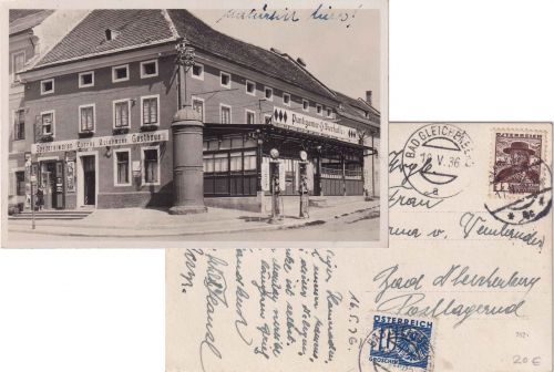 Österreich - Klagenfurt Metzgerei/Gasthaus Krießmann sw-Foto-AK gelaufen 1936