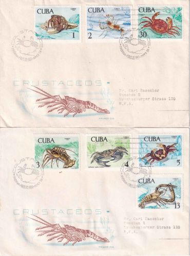 Cuba - Krebstiere Satz (7 Werte) 2 Schmuck-FDC ESST Habana 20.5.1969