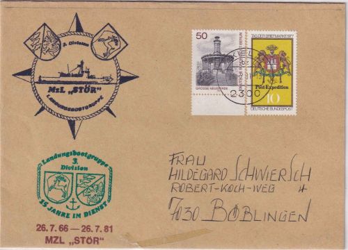 BRD - Bundesmarine MZL Stör Cachet Brief Kiel - Böblingen 1981