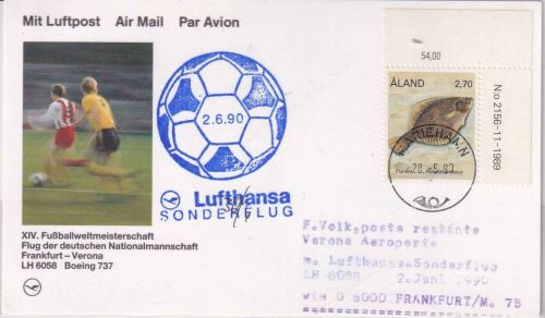 Finnland/Aland - 2,70 M. Flunder Bogenecke/Druckdatum LH-Sonderflugkarte 1990