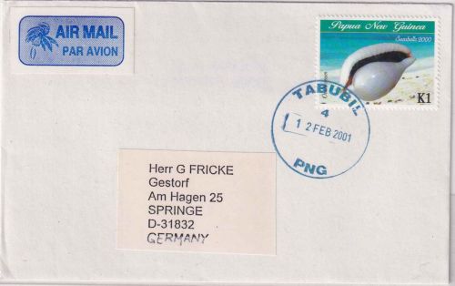 Papua-Neuguinea - 1 K. Muschel Luftpostbrief Tabubil - Springe 2001