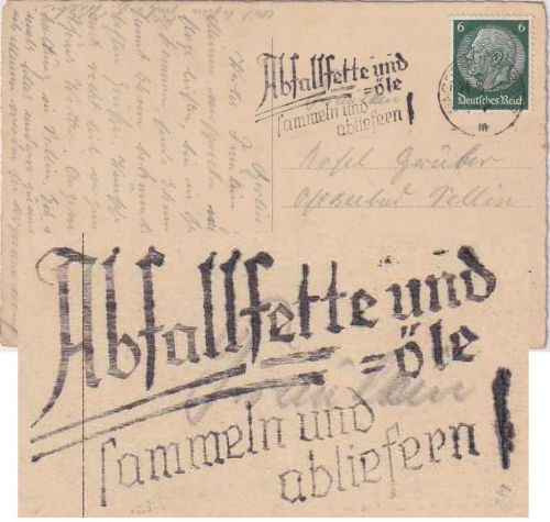 DR - Magedeburg 1937 "Abfallfette und -öle..." Masch.werbestpl. Karte n. Sellin