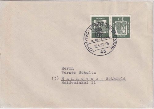 BRD - Essen Camping-Ausstellung 1962 SST Brief n. Hannover