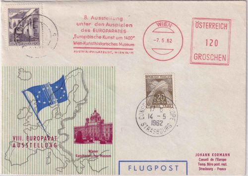 Österreich - Wien 1962 120g AFS "Europäische Kunst" Schmuckkuvert/Luftpost