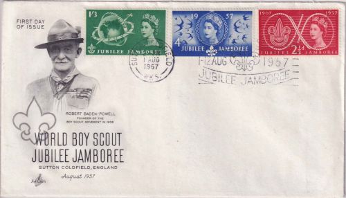 England - Sutton Coldfield 1 AUG 1957 50 J. Pfadfinder Satz/Schmuck-FDC