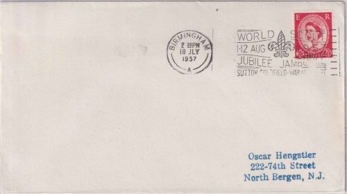 England - Birmingham 18 JLY 1957 World Scout Jubilee Jamboree Masch.-SST/Brief